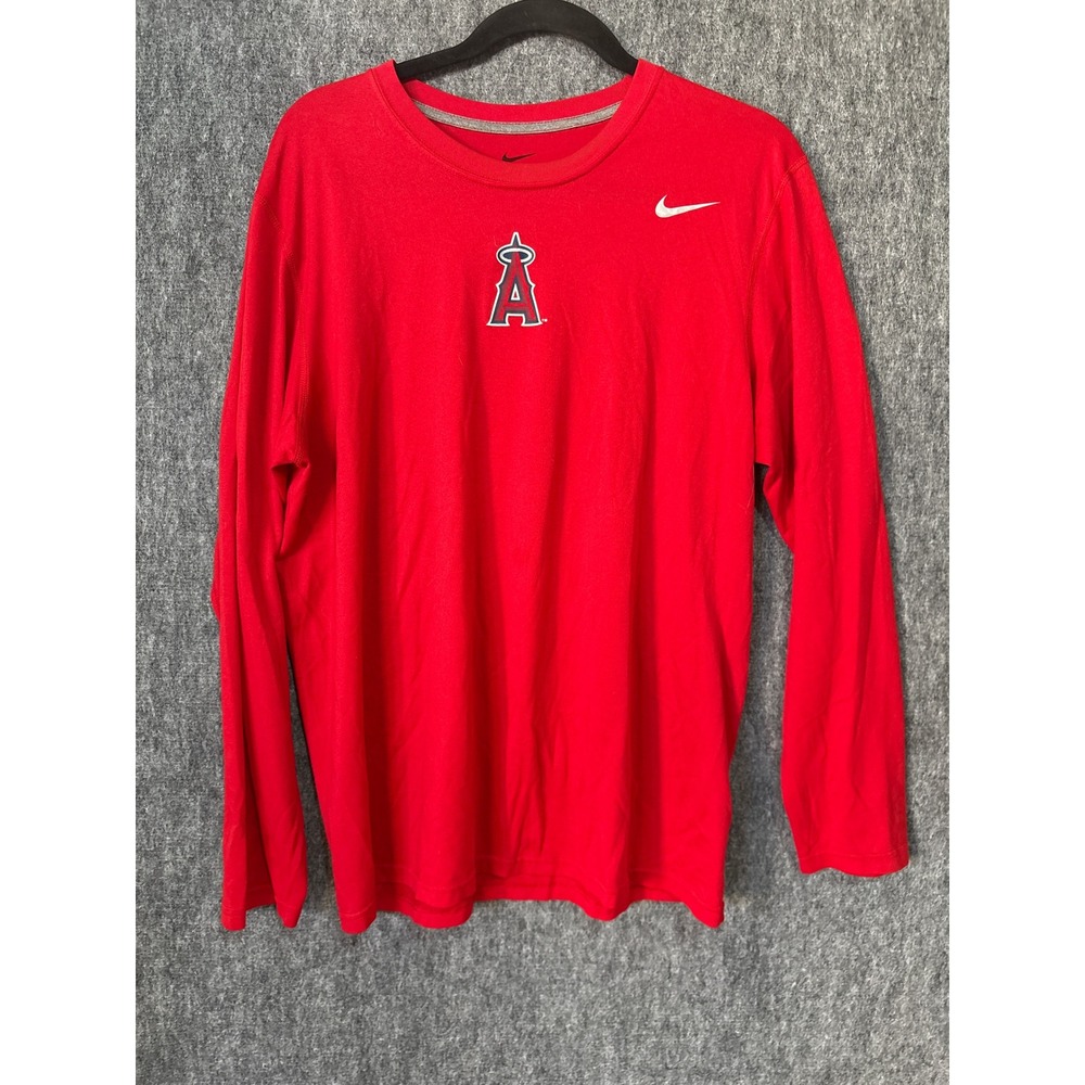 Nike Los Angeles‎ Angels Dri-FIT Long Sleeve Shirt Mens Large Red MLB Baseball